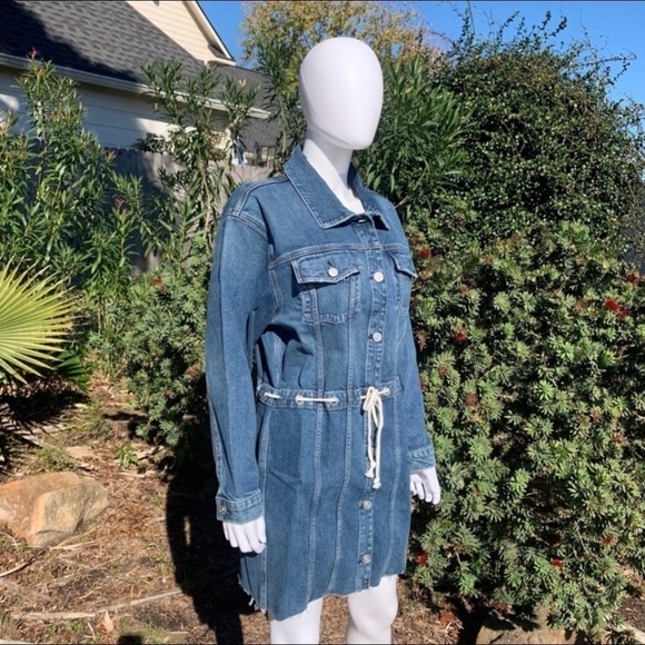 NWT Hudson Button Down Tie Waist Grommet Detail Denim Dress - Picture 11 of 15